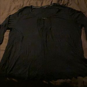 Stretchy, black 3/4 sleeve top.  XL